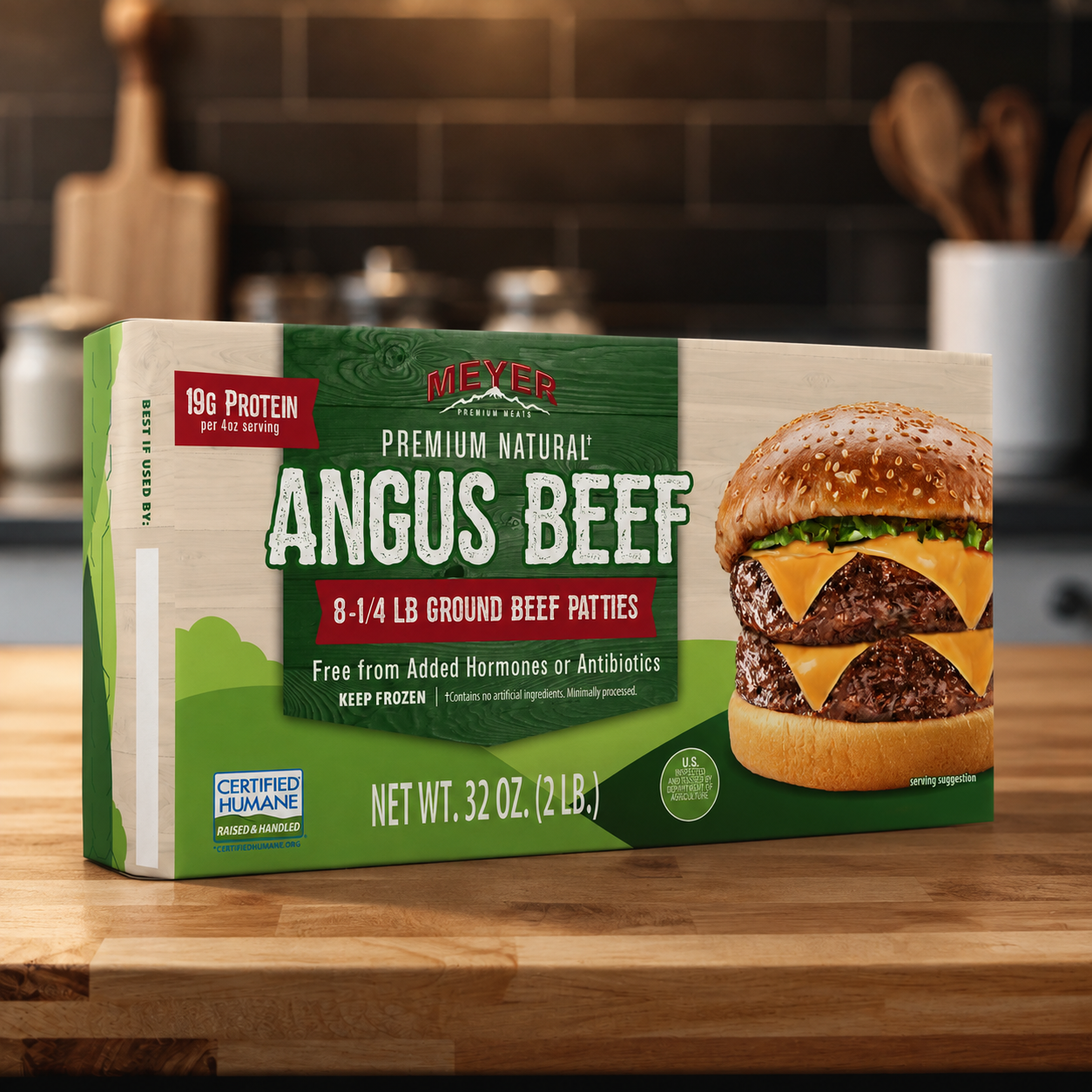 Natural Angus Ground Beef Patties - Front Package