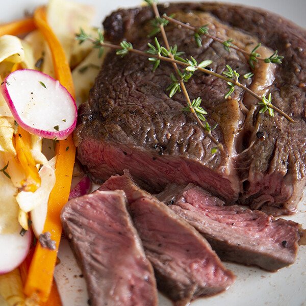 Grass-Fed Angus Beef Ribeye Steak - Cooked
